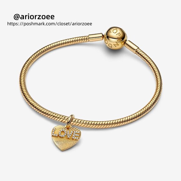 Pandora Engravable Love Heart Dangle Charm - Picture 4 of 7